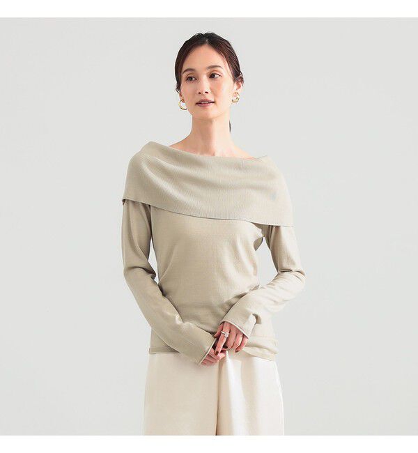 Demi-Luxe BEAMS 「ウールポリエステル オフショルダー プルオーバーニット」|ニット・セーター|