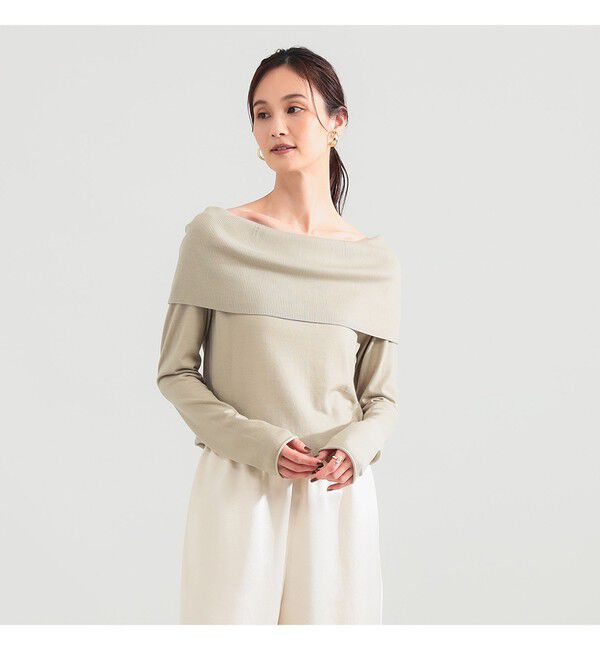 Demi-Luxe BEAMS 「ウールポリエステル オフショルダー プルオーバーニット」|ニット・セーター|