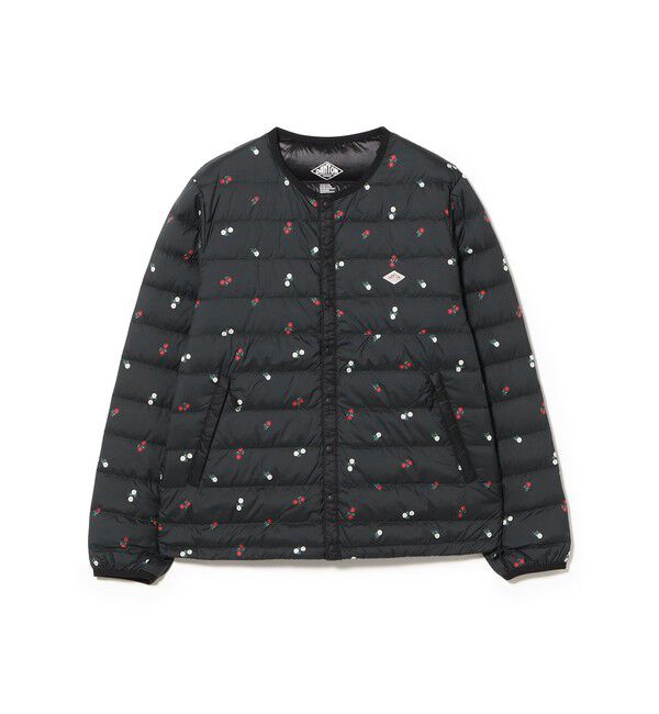 BEAMS SELECTION for WOMEN「DANTON / フラワー プリント インナー ダウン クルーネック ジャケット」|ブルゾン・スタジャン|BLACK FLOWER PRINT
