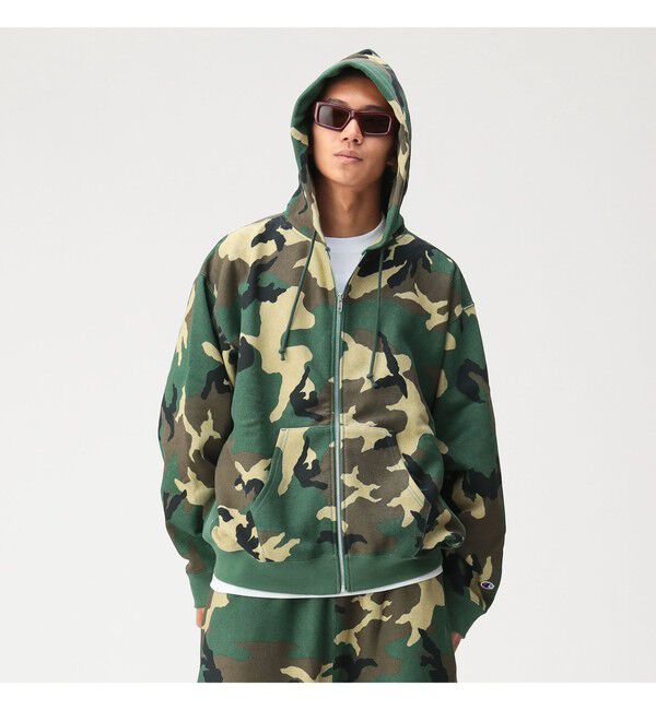 BEAMS「【別注】Champion / リバースウィーブ（R）カモ フルジップ パーカー」|スウェット・ジャージ|