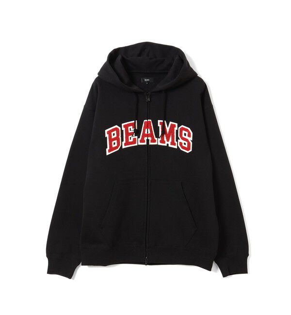 BEAMS「BEAMS ロゴ ベーシック フルジップフーディ」|スウェット・ジャージ|BLACK②