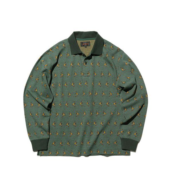 BEAMS PLUS「Knit Polo Pattern Jacquard」|ポロシャツ|GREEN