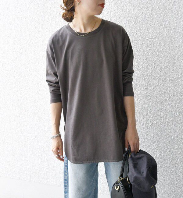 SHIPS any「〈吸水速乾/洗濯機可能〉ラウンドヘム ロングスリーブ ワイド TEE」|Tシャツ・カットソー|