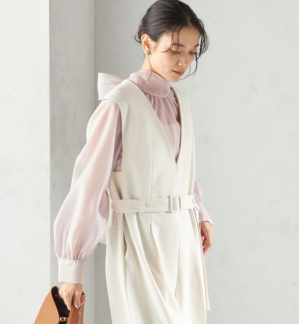 SHIPS for women「〈手洗い可能〉オーガンジー リボン ブラウス」|シャツ・ブラウス|