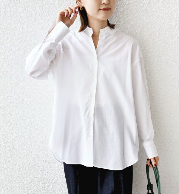 SHIPS for women「SHIPS Primary Navy Label:コットン タイプライター ビッグ シャツ」|シャツ・ブラウス|