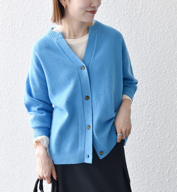SHIPS any「【WEB限定】〈手洗い可能〉AQUA カシミヤ ミックス スキッパー カーディガン」|カーディガン|ブルー