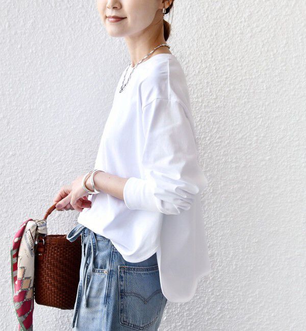 SHIPS for women「〈手洗い可能〉ロング リブ ラウンド ヘム プルオーバー」|Tシャツ・カットソー|