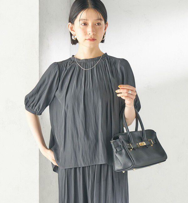 SHIPS for women「〈手洗い可能〉無地 カッセン ギャザー 半袖 ブラウス」|シャツ・ブラウス|