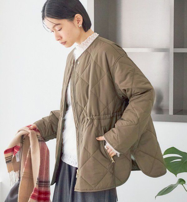 SHIPS for women「〈撥水加工/手洗い可能〉HEAT 中綿 キルティング ジップ ブルゾン」|ブルゾン・スタジャン|カーキ