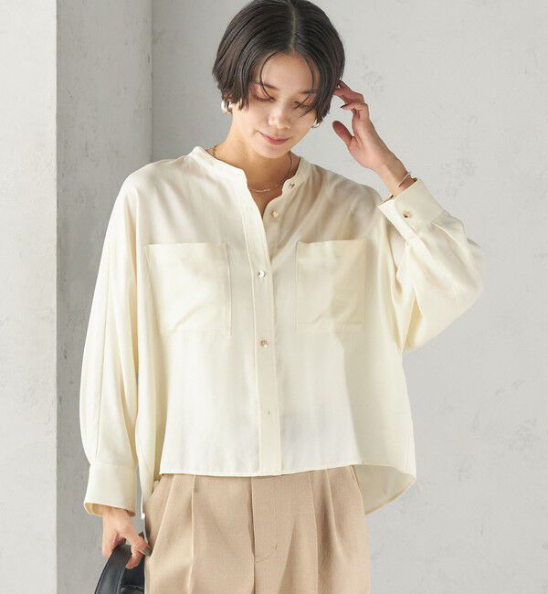 SHIPS for women「【実力派ベーシック】〈手洗い可能〉プリシュランク ツイル ショート シャツ 羽織」|シャツ・ブラウス|