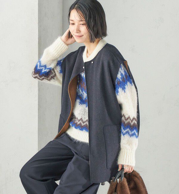 SHIPS for women「【実力派ベーシック】セミ 梳毛 配色 リバーシブル ジレ」|ベスト・ジレ|