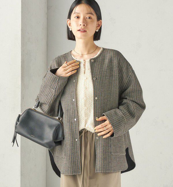 SHIPS for women「【実力派ベーシック】セミ 梳毛 配色 リバーシブル ノーカラー コート」|ノーカラーコート|