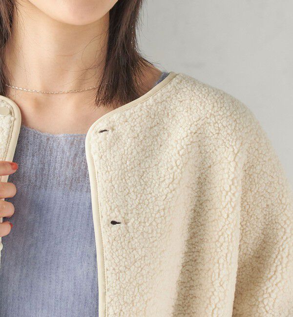 SHIPS for women「《一部予約》【一部WEB限定】〈手洗い可能〉ボア フリース リバーシブル ノーカラー コート」|ブルゾン・スタジャン|