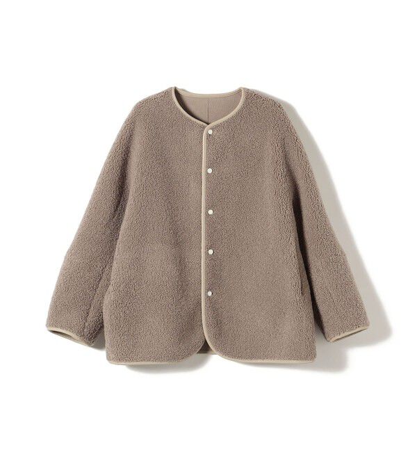SHIPS for women「《一部予約》【一部WEB限定】〈手洗い可能〉ボア フリース リバーシブル ノーカラー コート」|ブルゾン・スタジャン|