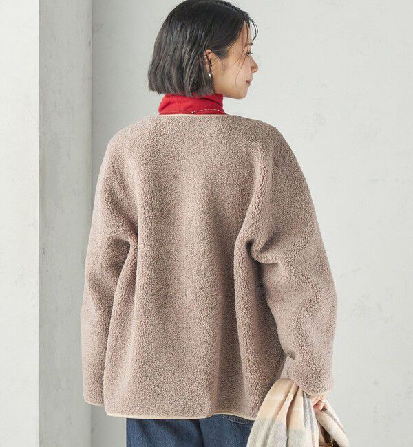 SHIPS for women「《一部予約》【一部WEB限定】〈手洗い可能〉ボア フリース リバーシブル ノーカラー コート」|ブルゾン・スタジャン|