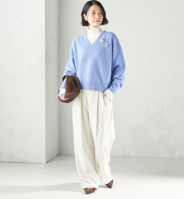 SHIPS for women「《一部予約》【実力派ベーシック】〈防シワ/洗濯機可能〉シャークツイード ストレッチ 2タック パンツ」|その他|
