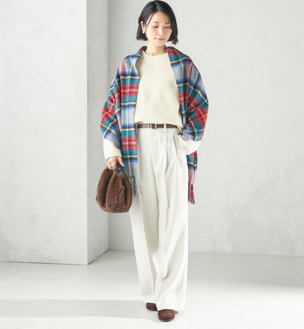 SHIPS for women「《一部予約》【実力派ベーシック】〈防シワ/洗濯機可能〉シャークツイード ストレッチ 2タック パンツ」|その他|