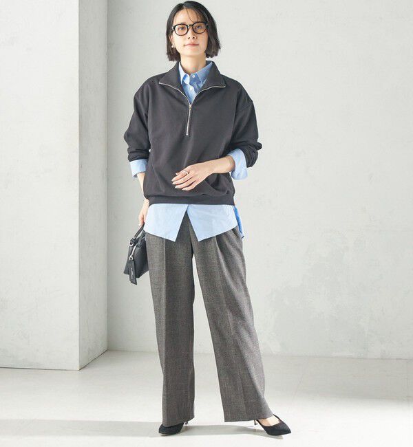 SHIPS for women「《一部予約》【実力派ベーシック】〈防シワ/洗濯機可能〉シャークツイード ストレッチ 2タック パンツ」|その他|