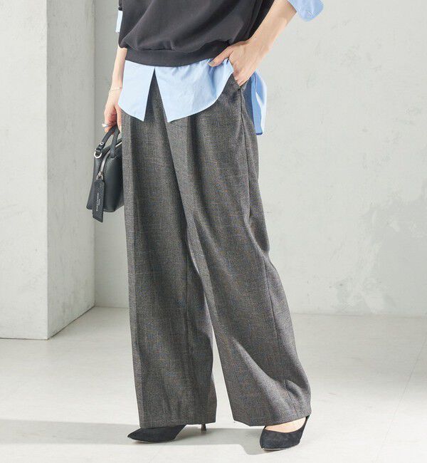SHIPS for women「《一部予約》【実力派ベーシック】〈防シワ/洗濯機可能〉シャークツイード ストレッチ 2タック パンツ」|その他|