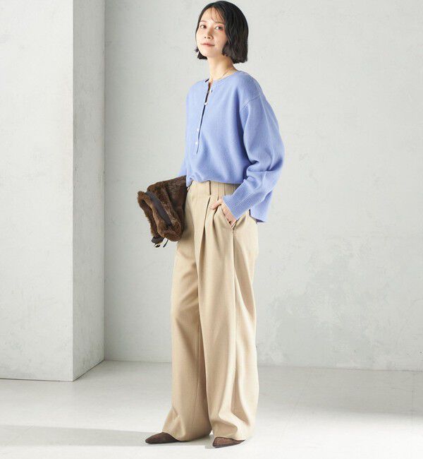 SHIPS for women「《一部予約》【実力派ベーシック】〈防シワ/洗濯機可能〉シャークツイード ストレッチ 2タック パンツ」|その他|