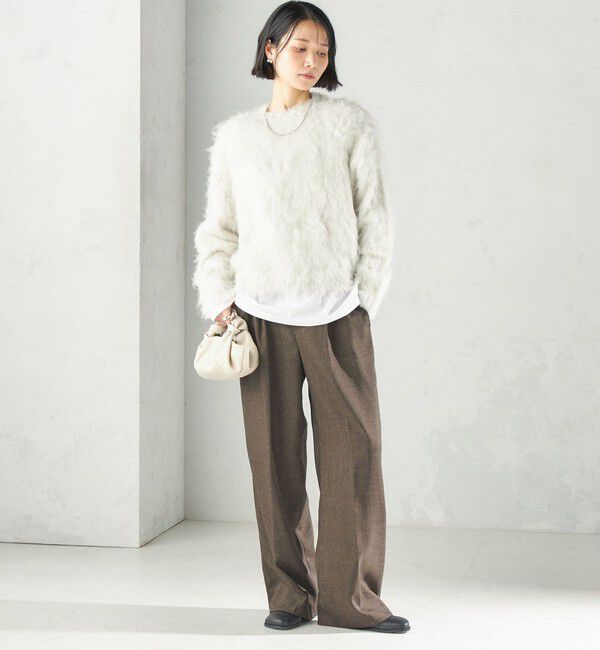 SHIPS for women「《一部予約》【実力派ベーシック】〈防シワ/洗濯機可能〉シャークツイード ストレッチ 2タック パンツ」|その他|