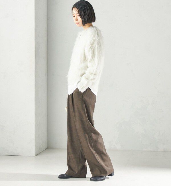 SHIPS for women「《一部予約》【実力派ベーシック】〈防シワ/洗濯機可能〉シャークツイード ストレッチ 2タック パンツ」|その他|