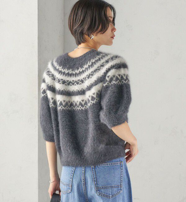 SHIPS for women「杢 フォックス カシミヤ ジャカード 半袖 プルオーバー」|ニット・セーター|