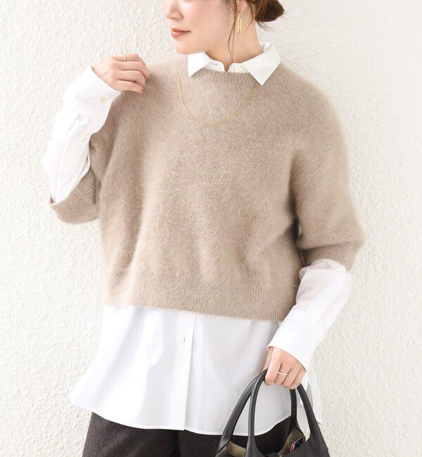 SHIPS for women「杢 フォックス カシミヤ 半袖 プルオーバー」|ニット・セーター|