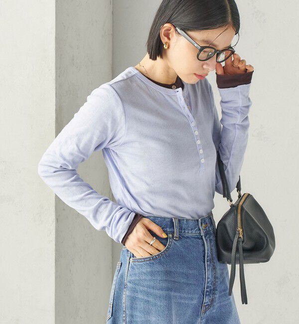 SHIPS for women「【SHIPS別注】miller:シアー ヘンリー ネック ロング スリーブ TEE 26AW」|Tシャツ・カットソー|ラベンダー