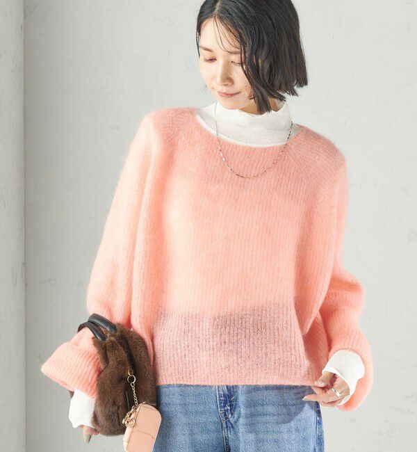 SHIPS for women「〈手洗い可能〉キッド モヘヤ 畦 プルオーバー」|ニット・セーター|サーモンピンク