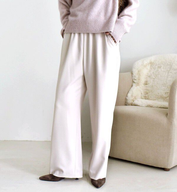 SHIPS for women「【実力派ベーシック】〈UVカット/防シワ/手洗い可能〉梳毛 ドロスト パンツ」|その他|ナチュラル