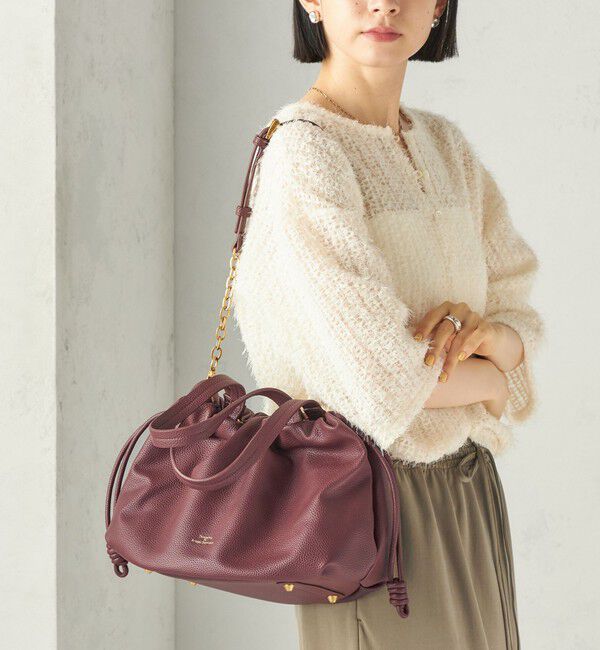 SHIPS for women「【WEB限定】George Cinq: DRAWSTRING BAG（L）」|ショルダー・メッセンジャー|ワイン