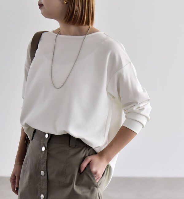 quaranciel「〈洗濯機可能〉カットジョーゼット ラウンドヘム ルーズ プルオーバー」|Tシャツ・カットソー|