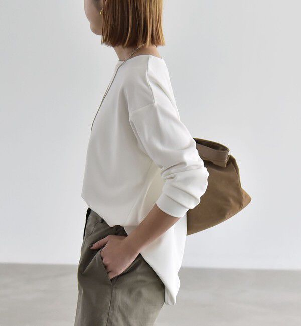quaranciel「〈洗濯機可能〉カットジョーゼット ラウンドヘム ルーズ プルオーバー」|Tシャツ・カットソー|