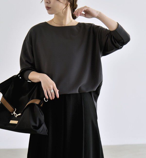 quaranciel「〈洗濯機可能〉カットジョーゼット ラウンドヘム ルーズ プルオーバー」|Tシャツ・カットソー|