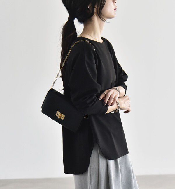 quaranciel「〈洗濯機可能〉カットジョーゼット ラウンドヘム ルーズ プルオーバー」|Tシャツ・カットソー|