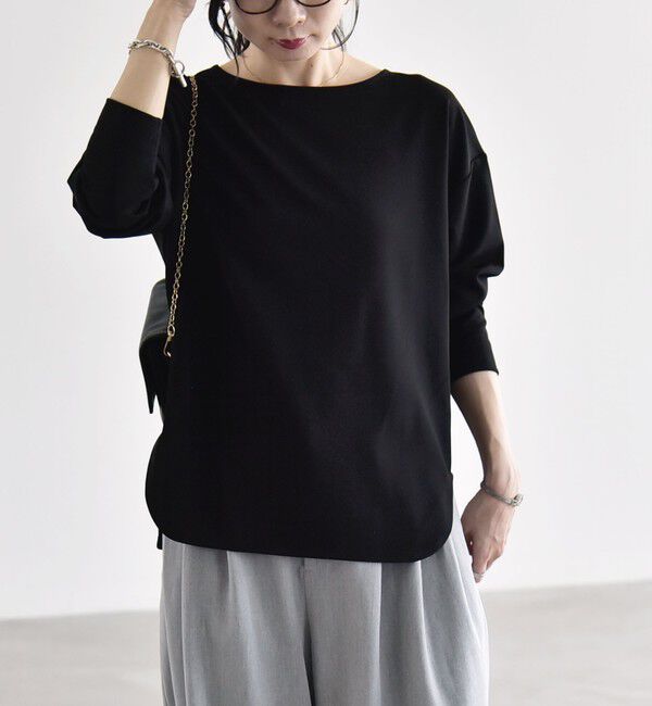 quaranciel「〈洗濯機可能〉カットジョーゼット ラウンドヘム ルーズ プルオーバー」|Tシャツ・カットソー|
