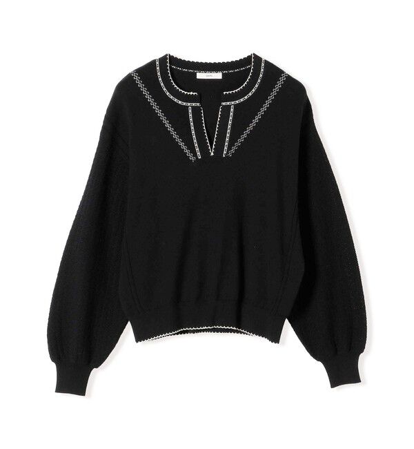 SHIPS for women「【WEB限定】〈手洗い可能〉配色 ステッチ アイレット スキッパー ニット」|ニット・セーター|