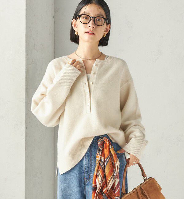 SHIPS for women「《一部予約》〈手洗い可能〉ウール カシミヤ 2WAY ヘンリーネック プルオーバー」|ニット・セーター|