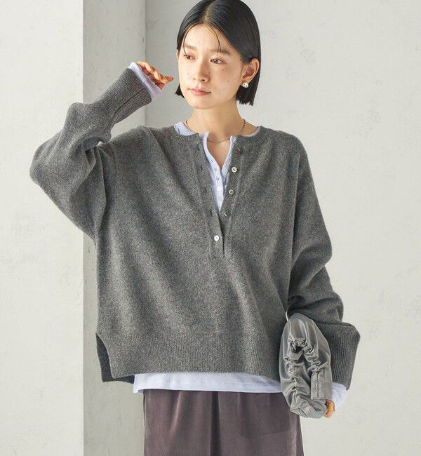 SHIPS for women「《一部予約》〈手洗い可能〉ウール カシミヤ 2WAY ヘンリーネック プルオーバー」|ニット・セーター|