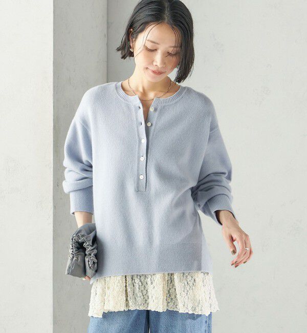 SHIPS for women「《一部予約》〈手洗い可能〉ウール カシミヤ 2WAY ヘンリーネック プルオーバー」|ニット・セーター|