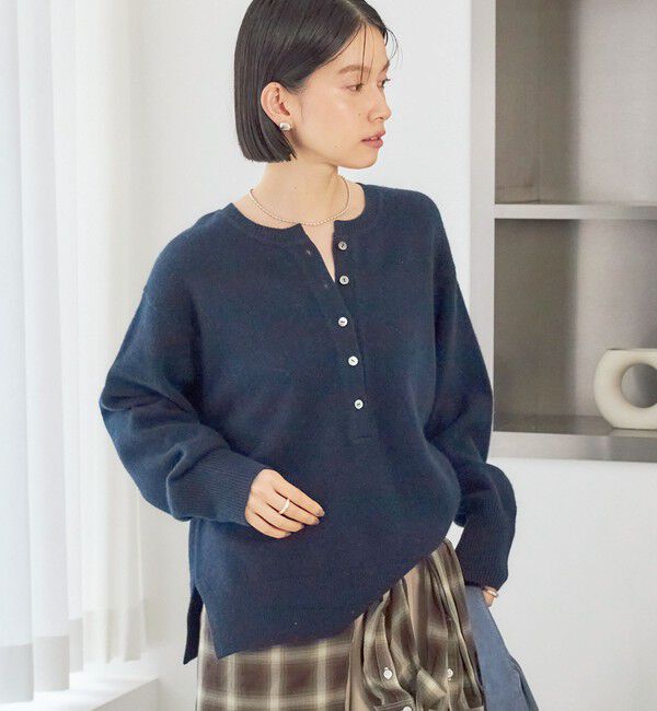 SHIPS for women「《一部予約》〈手洗い可能〉ウール カシミヤ 2WAY ヘンリーネック プルオーバー」|ニット・セーター|
