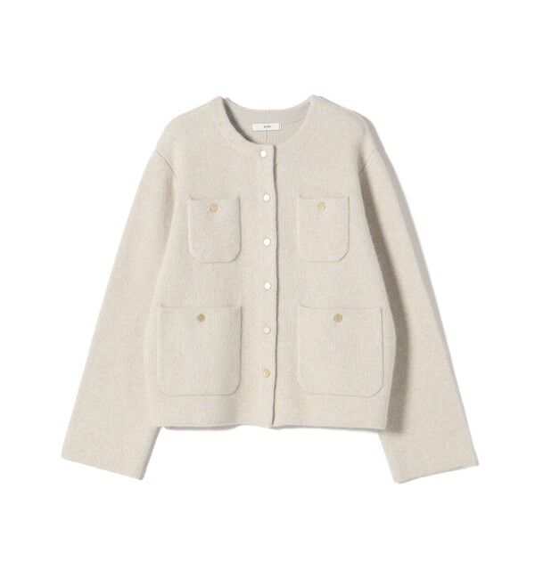SHIPS for women「〈手洗い可能〉ノーカラー ヘアリー ニット ジャケット」|カーディガン|