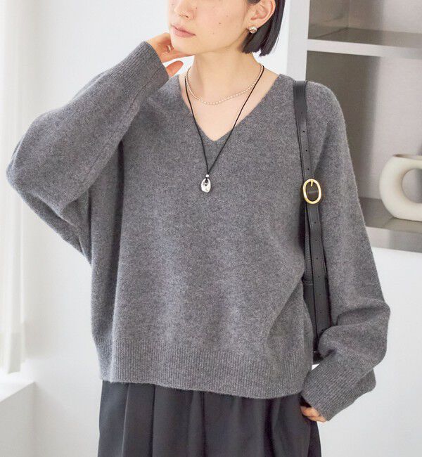 SHIPS for women「〈手洗い可能〉ウール カシミヤ V ネック プルオーバー」|ニット・セーター|グレー