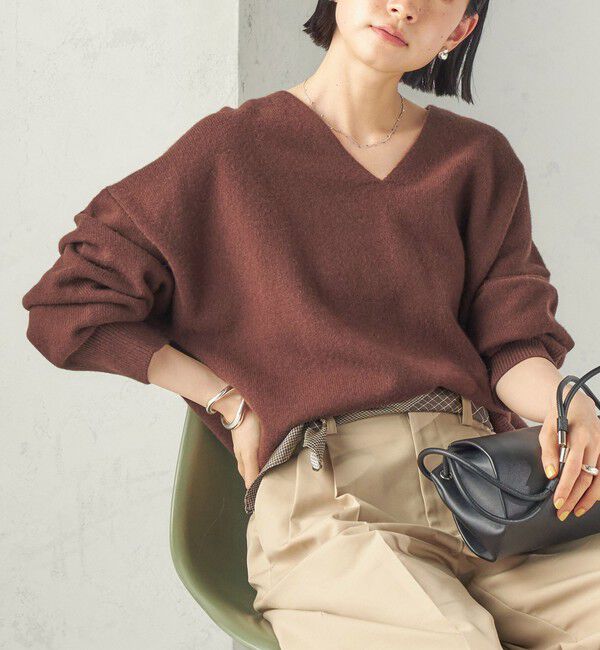 SHIPS for women「〈手洗い可能〉ウール カシミヤ V ネック プルオーバー」|ニット・セーター|ブラウン