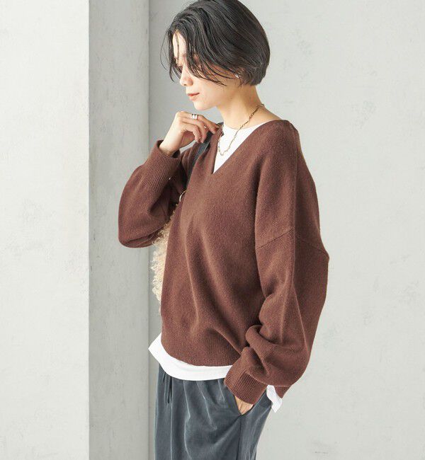 SHIPS for women「〈手洗い可能〉ウール カシミヤ V ネック プルオーバー」|ニット・セーター|