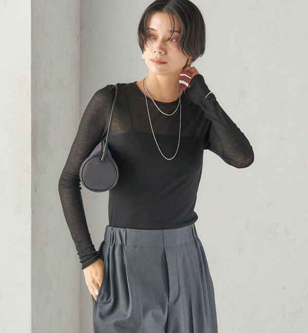 SHIPS for women「〈手洗い可能〉カシミヤ混 シアー テレコ プルオーバー」|Tシャツ・カットソー|