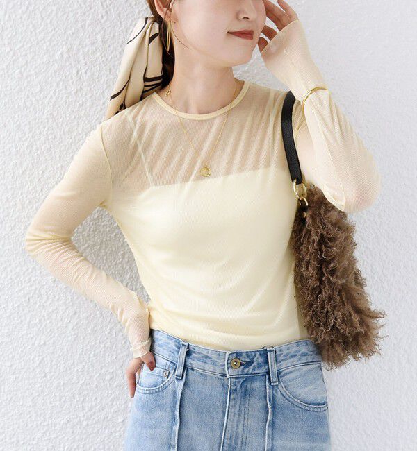 SHIPS for women「〈手洗い可能〉カシミヤ混 シアー テレコ プルオーバー」|Tシャツ・カットソー|クリーム
