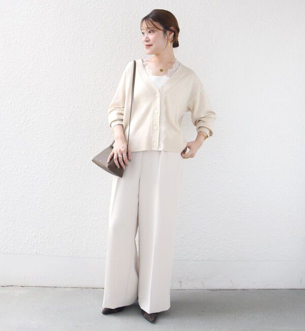 SHIPS for women「〈手洗い可能〉レース コンビ ニット カーディガン」|カーディガン|
