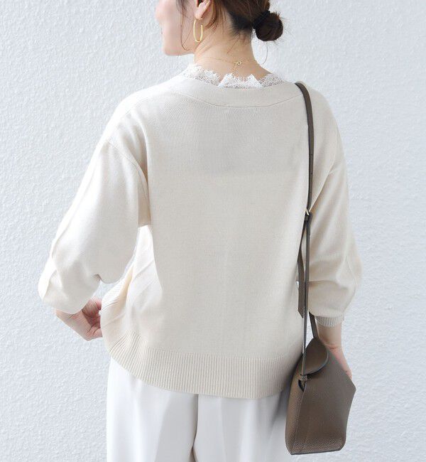SHIPS for women「〈手洗い可能〉レース コンビ ニット カーディガン」|カーディガン|